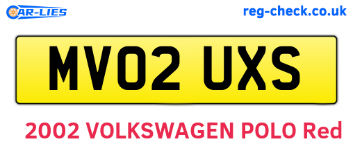 MV02UXS are the vehicle registration plates.