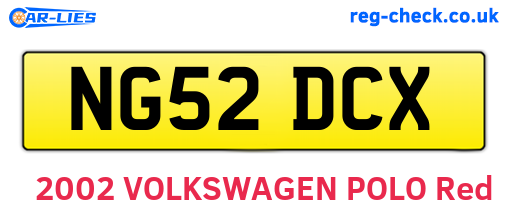 NG52DCX are the vehicle registration plates.