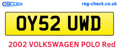 OY52UWD are the vehicle registration plates.