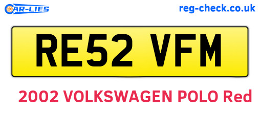 RE52VFM are the vehicle registration plates.