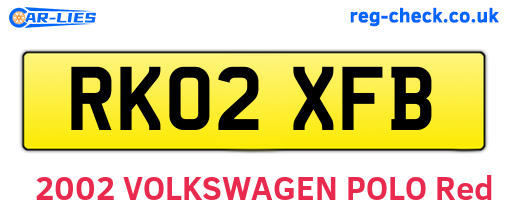 RK02XFB are the vehicle registration plates.