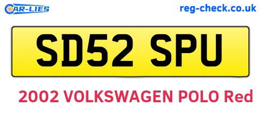 SD52SPU are the vehicle registration plates.