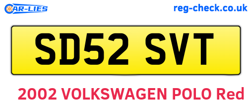 SD52SVT are the vehicle registration plates.