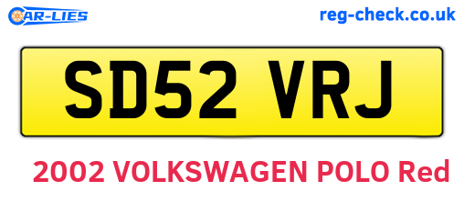 SD52VRJ are the vehicle registration plates.