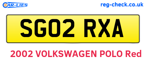 SG02RXA are the vehicle registration plates.