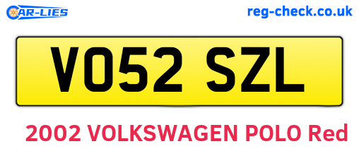 VO52SZL are the vehicle registration plates.