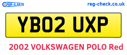 YB02UXP are the vehicle registration plates.