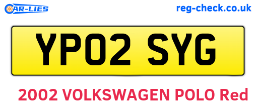 YP02SYG are the vehicle registration plates.