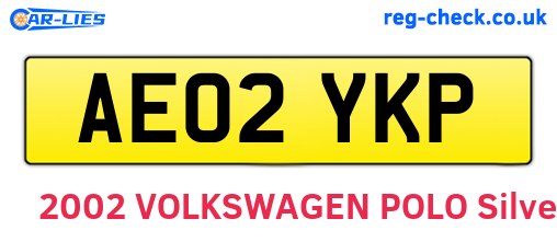 AE02YKP are the vehicle registration plates.