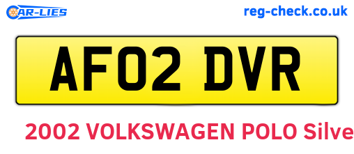 AF02DVR are the vehicle registration plates.