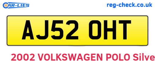 AJ52OHT are the vehicle registration plates.