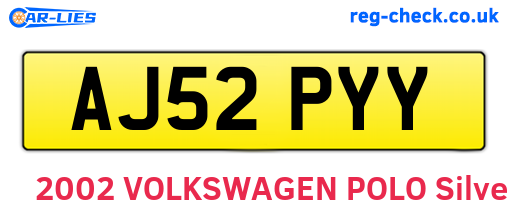 AJ52PYY are the vehicle registration plates.