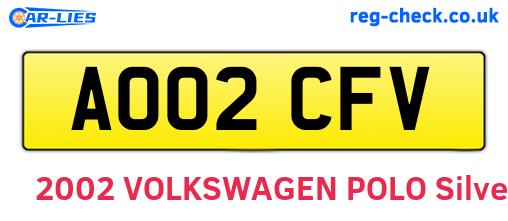 AO02CFV are the vehicle registration plates.