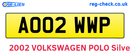 AO02WWP are the vehicle registration plates.