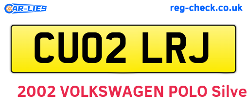 CU02LRJ are the vehicle registration plates.