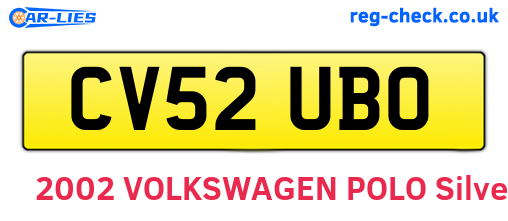 CV52UBO are the vehicle registration plates.