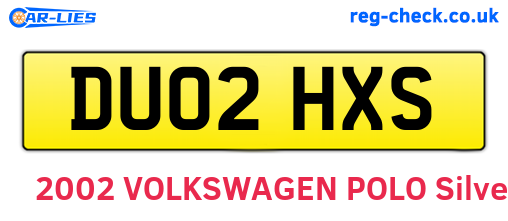 DU02HXS are the vehicle registration plates.