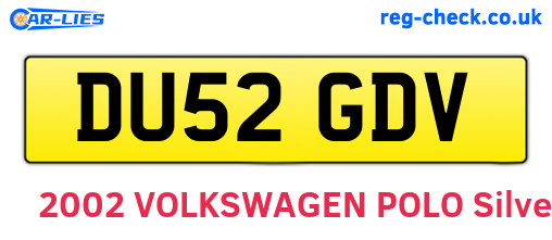 DU52GDV are the vehicle registration plates.