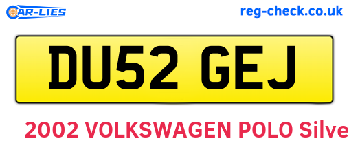 DU52GEJ are the vehicle registration plates.