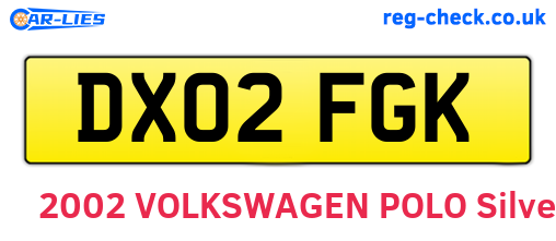 DX02FGK are the vehicle registration plates.