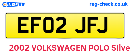 EF02JFJ are the vehicle registration plates.