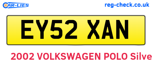EY52XAN are the vehicle registration plates.