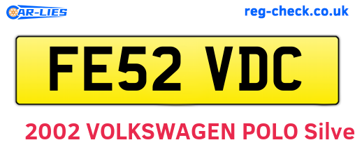 FE52VDC are the vehicle registration plates.