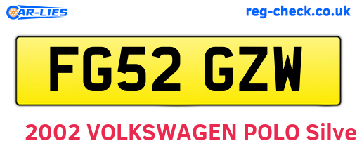 FG52GZW are the vehicle registration plates.
