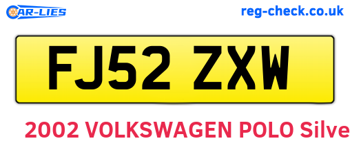 FJ52ZXW are the vehicle registration plates.