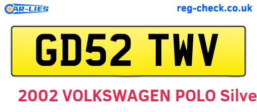 GD52TWV are the vehicle registration plates.