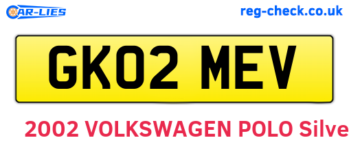 GK02MEV are the vehicle registration plates.