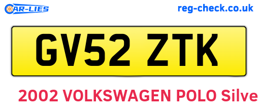 GV52ZTK are the vehicle registration plates.