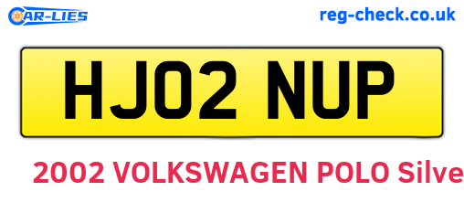 HJ02NUP are the vehicle registration plates.