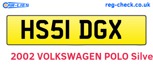 HS51DGX are the vehicle registration plates.
