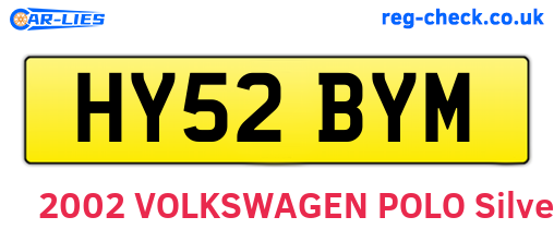 HY52BYM are the vehicle registration plates.