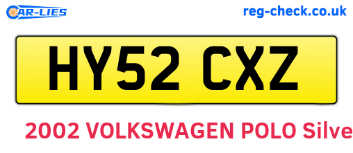 HY52CXZ are the vehicle registration plates.