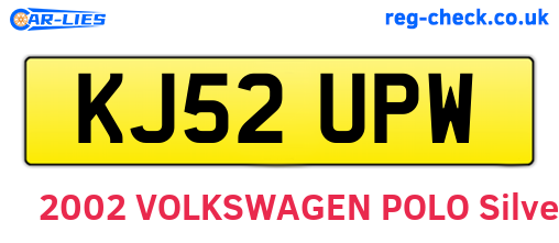 KJ52UPW are the vehicle registration plates.