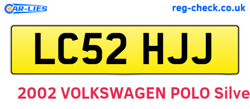 LC52HJJ are the vehicle registration plates.