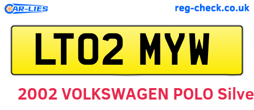 LT02MYW are the vehicle registration plates.