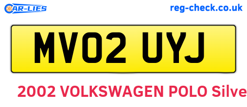 MV02UYJ are the vehicle registration plates.