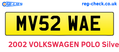 MV52WAE are the vehicle registration plates.