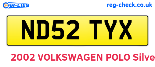 ND52TYX are the vehicle registration plates.