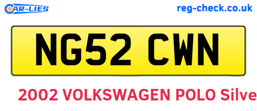 NG52CWN are the vehicle registration plates.