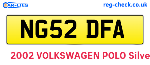 NG52DFA are the vehicle registration plates.