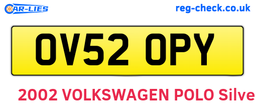 OV52OPY are the vehicle registration plates.