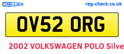 OV52ORG are the vehicle registration plates.