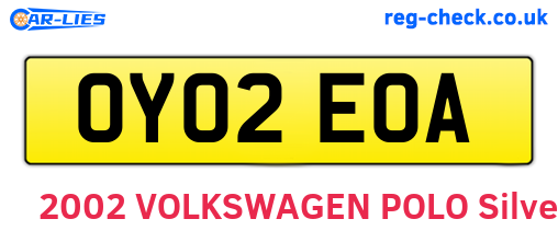 OY02EOA are the vehicle registration plates.