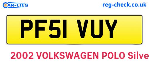PF51VUY are the vehicle registration plates.