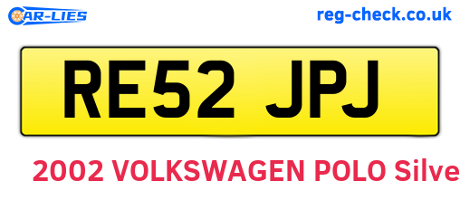 RE52JPJ are the vehicle registration plates.