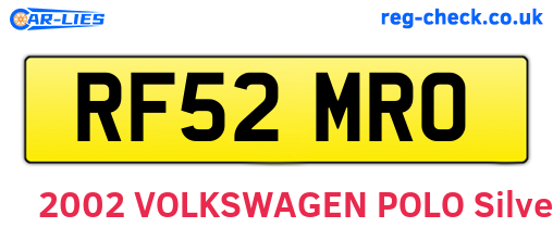 RF52MRO are the vehicle registration plates.